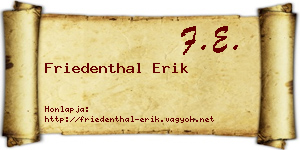 Friedenthal Erik névjegykártya
